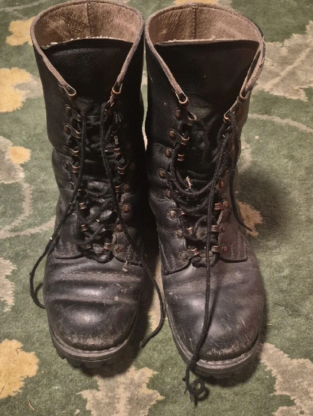 Men's Black Leather Lace-Up Work Boots